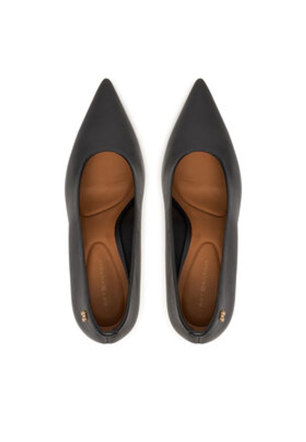 TOMMY HILFIGER - Tommy Hilfiger Czółenka Th Smooth Leather Pump FW0FW08960 Czarny. Kolor: czarny. Materiał: skóra