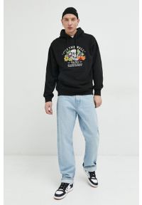Vans bluza bawełniana męska kolor czarny z kapturem z aplikacją VN0006EFBLK1-black. Typ kołnierza: kaptur. Kolor: czarny. Materiał: bawełna. Wzór: aplikacja #2