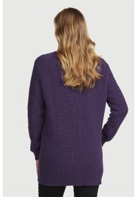 Cellbes - Rozpinany sweter z bawełny. Okazja: na co dzień. Typ kołnierza: dekolt w kształcie V. Kolor: fioletowy. Materiał: bawełna. Długość: długie. Wzór: melanż. Styl: casual