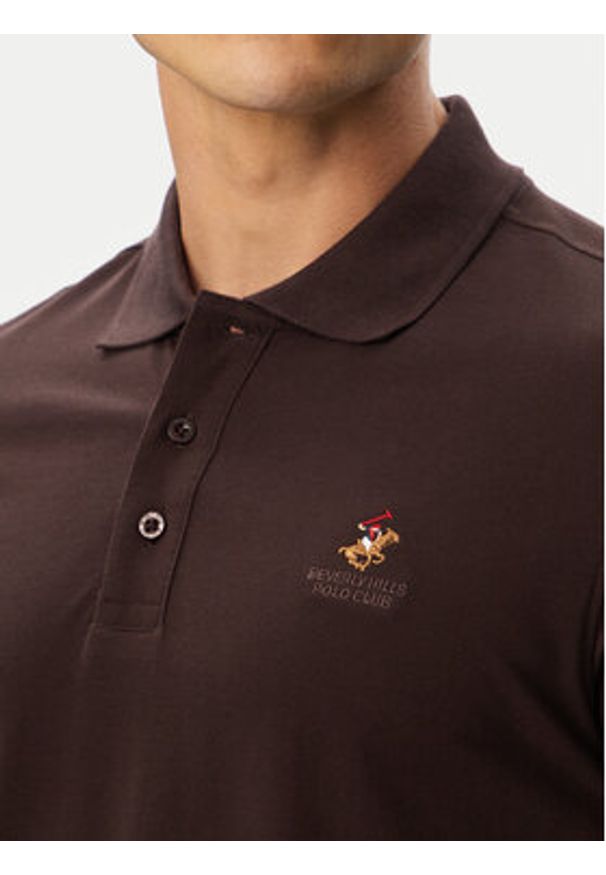 Beverly Hills Polo Club Polo P-SS26M-P4501247 Brązowy ciemny Regular Fit. Typ kołnierza: polo. Kolor: brązowy. Materiał: bawełna