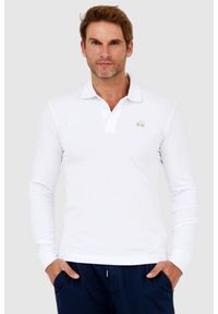 La Martina - LA MARTINA Białe męskie polo z długim rękawem, Rozmiar XXL. Typ kołnierza: polo. Kolor: biały. Długość rękawa: długi rękaw. Długość: długie #1