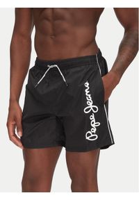 Pepe Jeans Szorty kąpielowe Logo PMB10419 Czarny Regular Fit. Kolor: czarny. Materiał: syntetyk