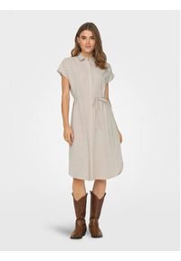 only - ONLY Sukienka koszulowa Tizana 15320260 Beżowy Regular Fit. Kolor: beżowy. Materiał: bawełna. Typ sukienki: koszulowe #4