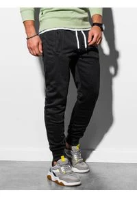 Ombre Clothing - Spodnie męskie dresowe joggery P867 - czarne - XXL. Kolor: czarny. Materiał: dresówka #2