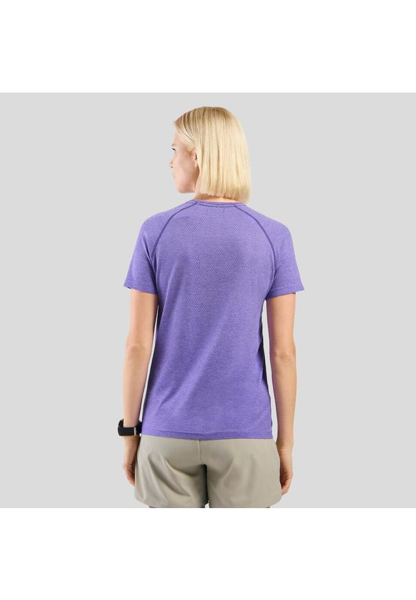 Koszulka damska Odlo ESSENTIAL SEAMLESS T-shirt crew neck l/s. Kolor: fioletowy, wielokolorowy, czarny