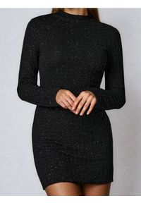 Sinsay - Elegancka sukienka midi z połyskiem - czarny. Kolor: czarny. Styl: elegancki. Długość: midi