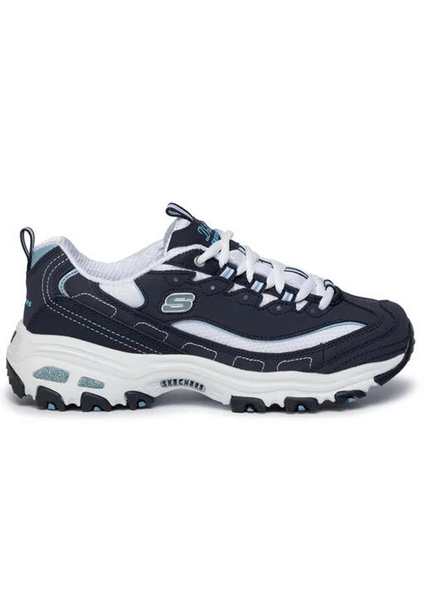 skechers - Buty na co dzień damskie SKECHERS D LITES BIGGEST FAN skóra. Okazja: na co dzień. Kolor: niebieski. Materiał: skóra. Model: Skechers Sport. Sport: turystyka piesza