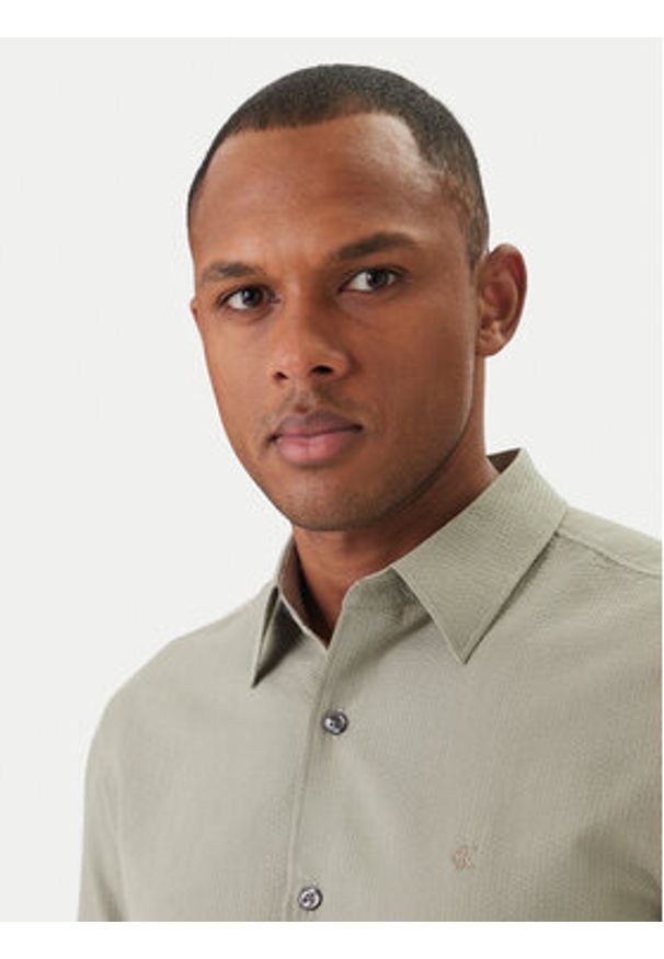 Calvin Klein Koszula LV04LF110G Khaki Regular Fit. Kolor: brązowy. Materiał: syntetyk