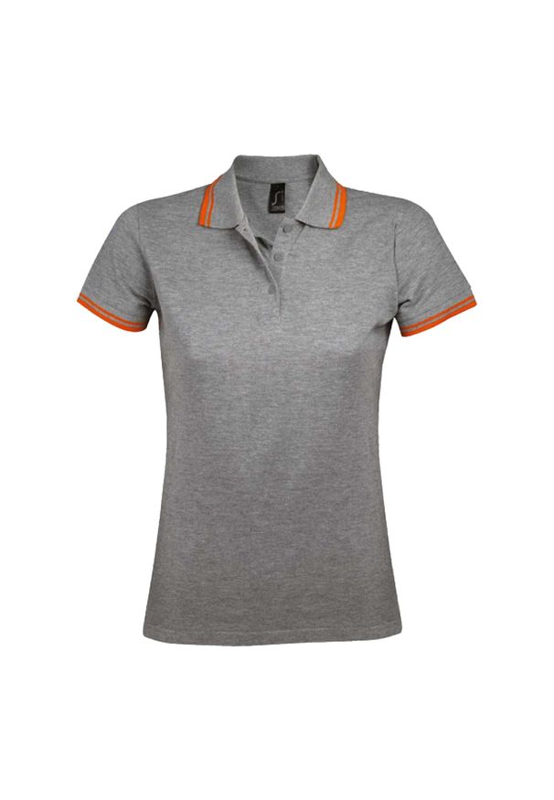 SOL'S - Damska Koszulka Polo Pasadena. Typ kołnierza: polo. Kolor: pomarańczowy, wielokolorowy, szary