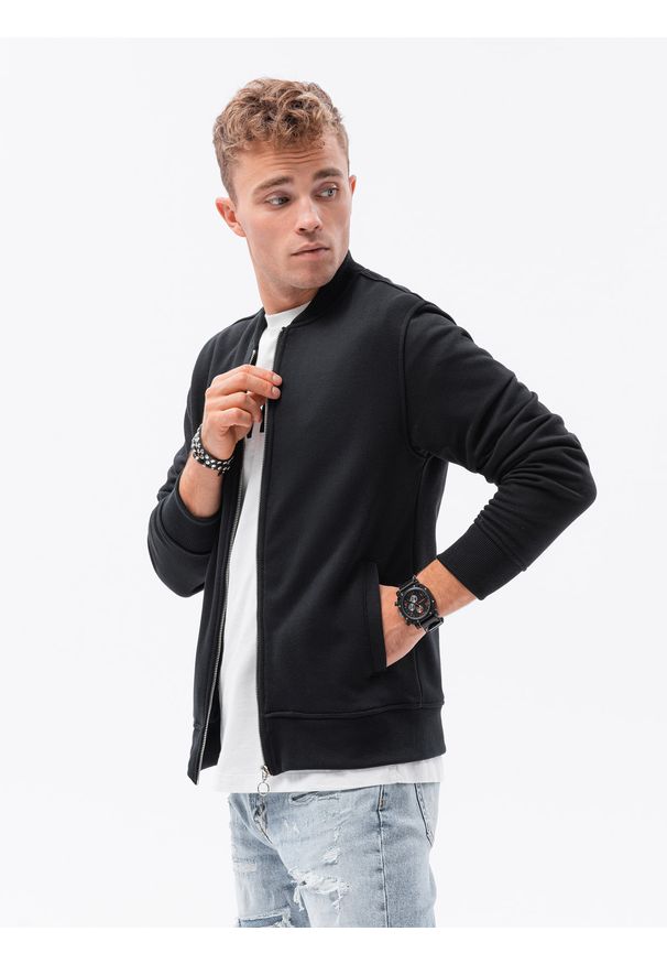 Czarna bluza Ombre Clothing sportowa, bez kaptura