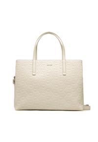 Calvin Klein Torebka Ck Must Tote Md Emb Mono K60K610928 Beżowy. Kolor: beżowy. Materiał: skórzane