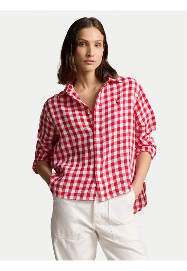 Polo Ralph Lauren Koszula 211935130002 Czerwony Relaxed Fit. Typ kołnierza: polo. Kolor: czerwony. Materiał: len