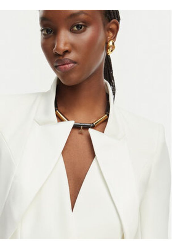 Elisabetta Franchi Marynarka GI-192-61E2-V490 Biały Regular Fit. Kolor: biały. Materiał: syntetyk