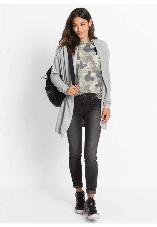 bonprix - T-shirt z motywem Myszki Miki. Kolor: zielony. Materiał: wiskoza. Długość rękawa: krótki rękaw. Długość: krótkie. Wzór: aplikacja, moro