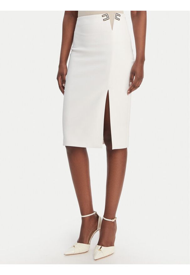 Elisabetta Franchi Spódnica ołówkowa GO-147-61E2-V320 Biały Regular Fit. Kolor: biały. Materiał: syntetyk