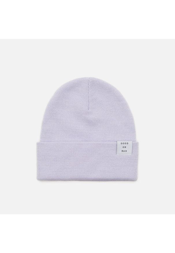 Cropp - Czapka beanie z naszywką - Fioletowy. Kolor: fioletowy. Wzór: aplikacja