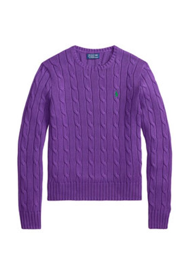 Polo Ralph Lauren Sweter 211971869503 Fioletowy Slim Fit. Typ kołnierza: polo. Kolor: fioletowy. Materiał: bawełna