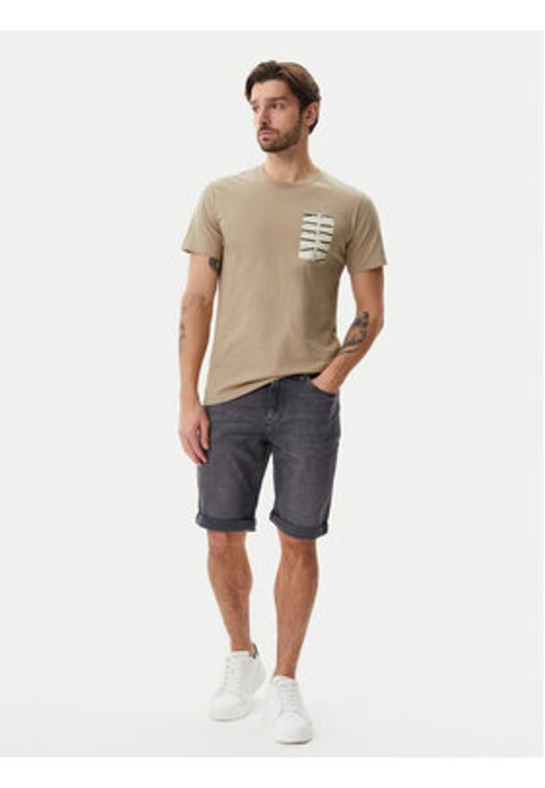 Calvin Klein Jeans T-Shirt Serif Box Graphic J30J327474 Beżowy Regular Fit. Kolor: beżowy. Materiał: bawełna