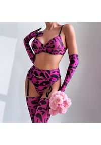 Intica - Komplet bielizny z pończochami na specjalne okazje Veronie. Kolor: wielokolorowy. Materiał: materiał, skóra #8