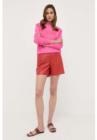 BOSS bluza bawełniana damska kolor różowy z nadrukiem. Kolor: różowy. Materiał: bawełna. Wzór: nadruk #5