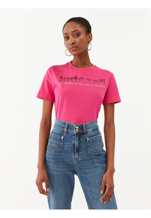 Just Cavalli T-Shirt 75PAHE00 Różowy Regular Fit. Kolor: różowy. Materiał: bawełna