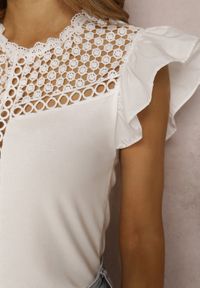 Renee - Biała Bluzka Shisu. Kolor: biały. Materiał: bawełna, koronka. Wzór: aplikacja, koronka #5
