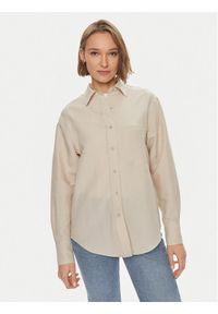 Calvin Klein Koszula K20K206694 Beżowy Relaxed Fit. Kolor: beżowy. Materiał: len, lyocell
