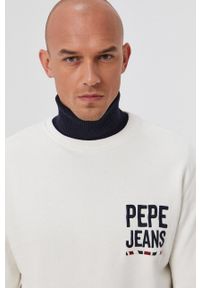 Pepe Jeans Bluza męska kolor biały gładka. Okazja: na co dzień. Kolor: biały. Wzór: gładki. Styl: casual