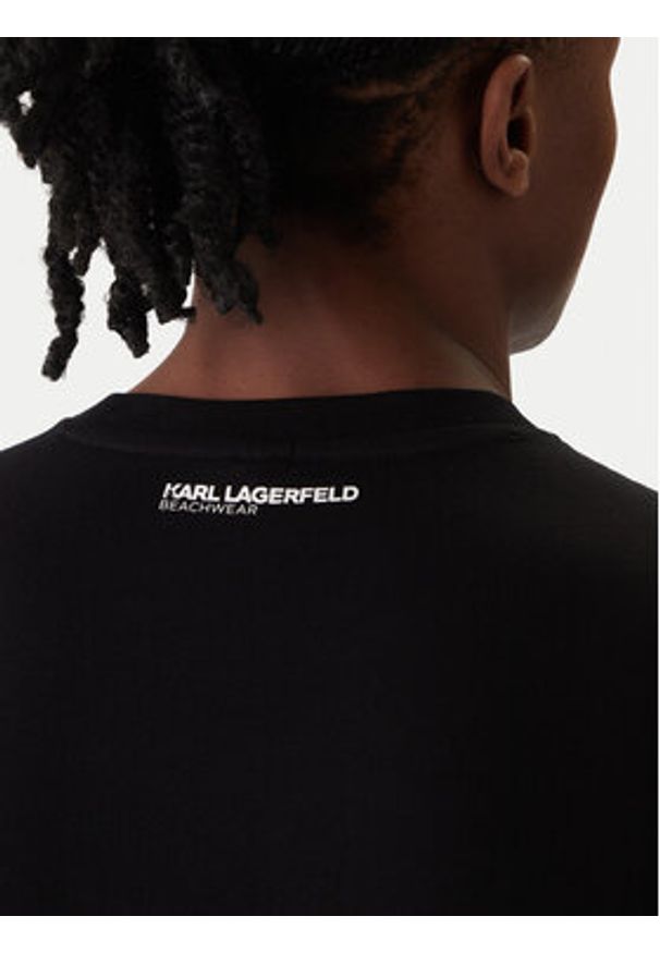 Karl Lagerfeld - KARL LAGERFELD T-Shirt A2M46038 Czarny Regular Fit. Typ kołnierza: dekolt w karo. Kolor: czarny. Materiał: bawełna