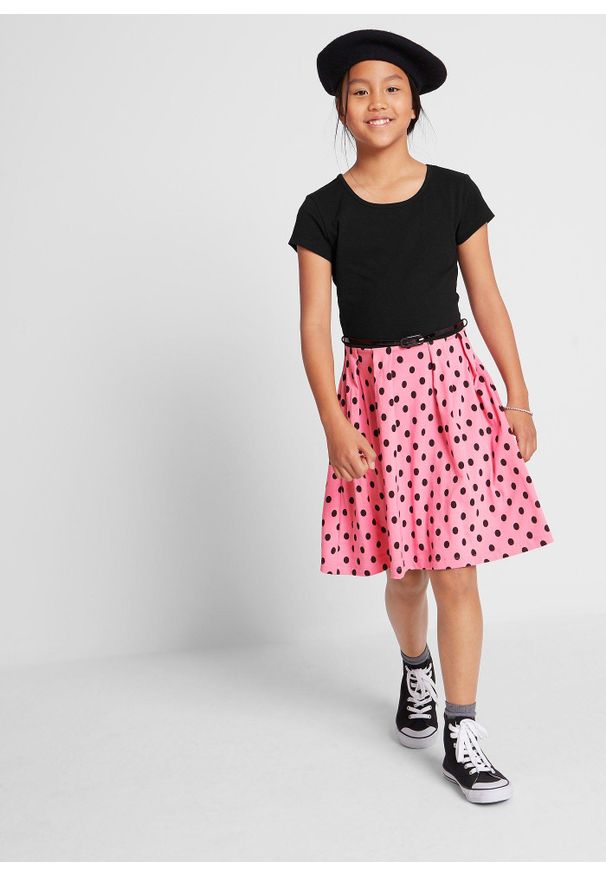 bonprix - Sukienka z dżerseju z bawełny organicznej. Kolor: czarny. Materiał: jersey, bawełna. Długość rękawa: krótki rękaw. Długość: midi