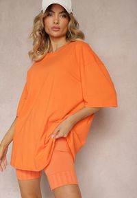 Renee - Pomarańczowy T-shirt z Krótkim Rękawem z Bawełny Bavima. Kolor: pomarańczowy. Materiał: bawełna. Długość rękawa: krótki rękaw. Długość: krótkie