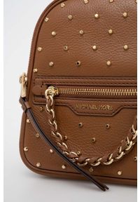 MICHAEL Michael Kors plecak skórzany damski kolor brązowy mały z aplikacją. Kolor: brązowy. Materiał: skóra. Wzór: aplikacja #2