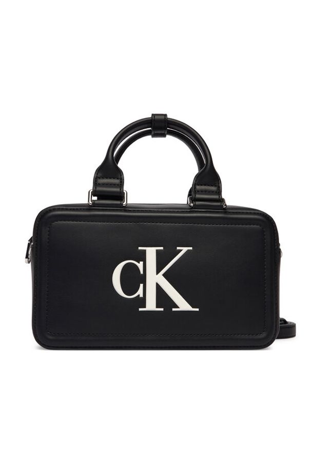 Calvin Klein Torebka Bold Ck Bauletto Crossbody LV04F3411G Czarny. Kolor: czarny. Materiał: skórzane