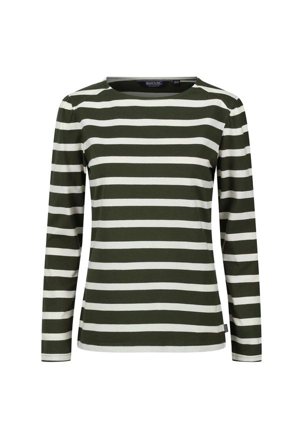 Regatta - Damska Koszulka Z Długim Rękawem Federica Stripe. Kolor: zielony, brązowy, biały, wielokolorowy. Długość rękawa: długi rękaw. Długość: długie. Sport: turystyka piesza