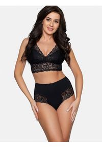 Figi Model BBL 187 Black - Babell. Stan: podwyższony. Materiał: bawełna, koronka, elastan. Wzór: ażurowy, koronka