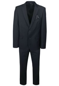 Męski, Taliowany Garnitur (Wesele, Studniówka) - Casino - Czarny. Kolor: czarny. Materiał: poliester, wiskoza. Wzór: gładki #1