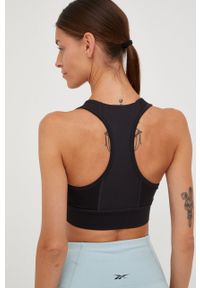 Reebok biustonosz sportowy Running Essentials kolor czarny gładki. Kolor: czarny. Materiał: poliester, skóra, dzianina, materiał. Wzór: gładki. Sport: bieganie #4