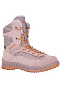 Buty trekkingowe dla dzieci Lowa Ella High Gtx. Wysokość cholewki: za kostkę. Zapięcie: zamek. Kolor: różowy. Materiał: tkanina, syntetyk, materiał. Szerokość cholewki: normalna #1