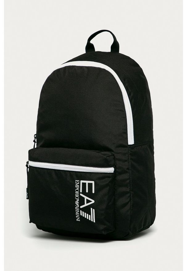 EA7 Emporio Armani Plecak kolor czarny duży z nadrukiem. Kolor: czarny. Wzór: nadruk