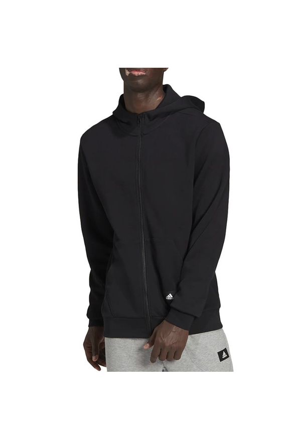 Adidas - Bluza adidas M FI DBLKNT FZ HA1416 - czarna. Typ kołnierza: kaptur. Kolor: czarny. Materiał: dresówka, poliester, bawełna. Styl: klasyczny, sportowy