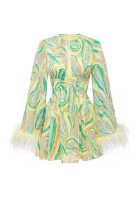 ALICE MCCALL - Sukienka Swan Lake z piórami. Kolor: zielony. Materiał: materiał. Długość rękawa: długi rękaw. Wzór: paisley. Długość: mini #8