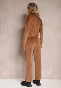 Renee - Brązowy Welurowy Komplet Dresowy z Bluzą i Spodniami Lunamea. Kolor: brązowy. Materiał: welur, dresówka #4