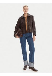 Weekend Max Mara Kurtka skórzana Berbice 2525446021 Brązowy Regular Fit. Kolor: brązowy. Materiał: skóra