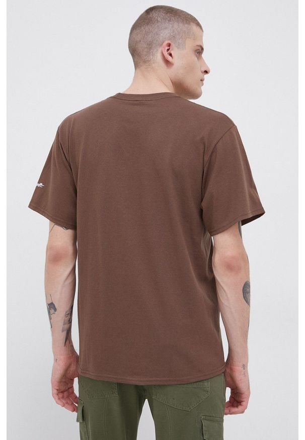 HUF - T-shirt bawełniany x Steven Harrington. Okazja: na co dzień. Kolor: brązowy. Materiał: bawełna. Wzór: nadruk. Styl: casual