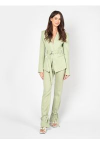 Patrizia Pepe Marynarka | 8S0451/A210 | Kobieta | Zielony. Okazja: na co dzień. Kolor: zielony. Materiał: wiskoza, len, elastan. Wzór: aplikacja. Styl: casual, elegancki