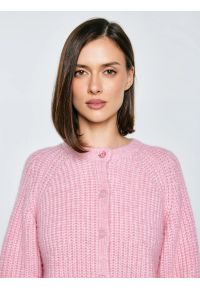 Big-Star - Kardigan damski różowy Rosina 600. Kolor: różowy. Materiał: skóra, materiał. Długość: krótkie #7