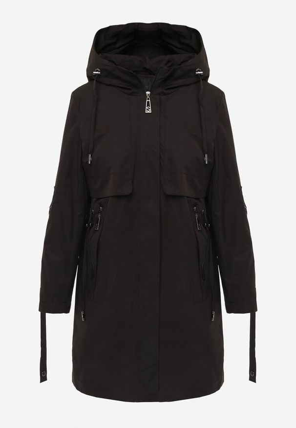 Renee - Czarna Przejściowa Kurtka Parka z Rękawami z Możliwością Podpięcia Tinarae. Okazja: na spacer. Kolor: czarny