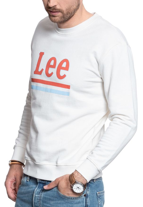 Lee - LEE BLUZA LEE BLUZA STRIPE SWS ECRU L82OSPNQ 112122133. Wzór: nadruk