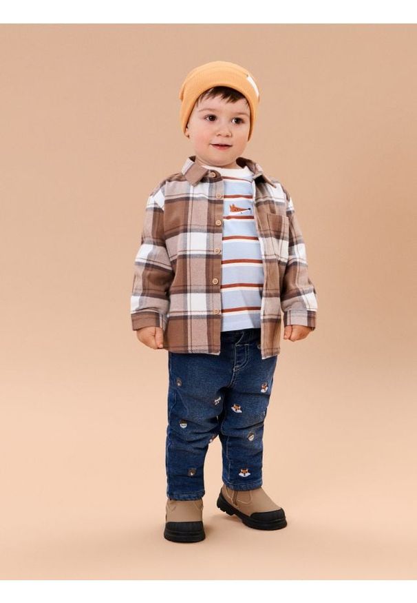 Sinsay - Jeansy z haftowanym wzorem - niebieski. Kolor: niebieski. Materiał: jeans. Wzór: haft