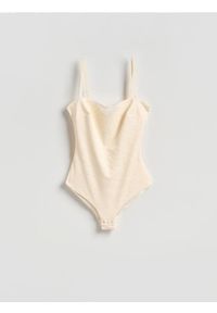 Reserved - Koronkowe body na ramiączkach - złamana biel. Materiał: koronka. Długość rękawa: na ramiączkach #1